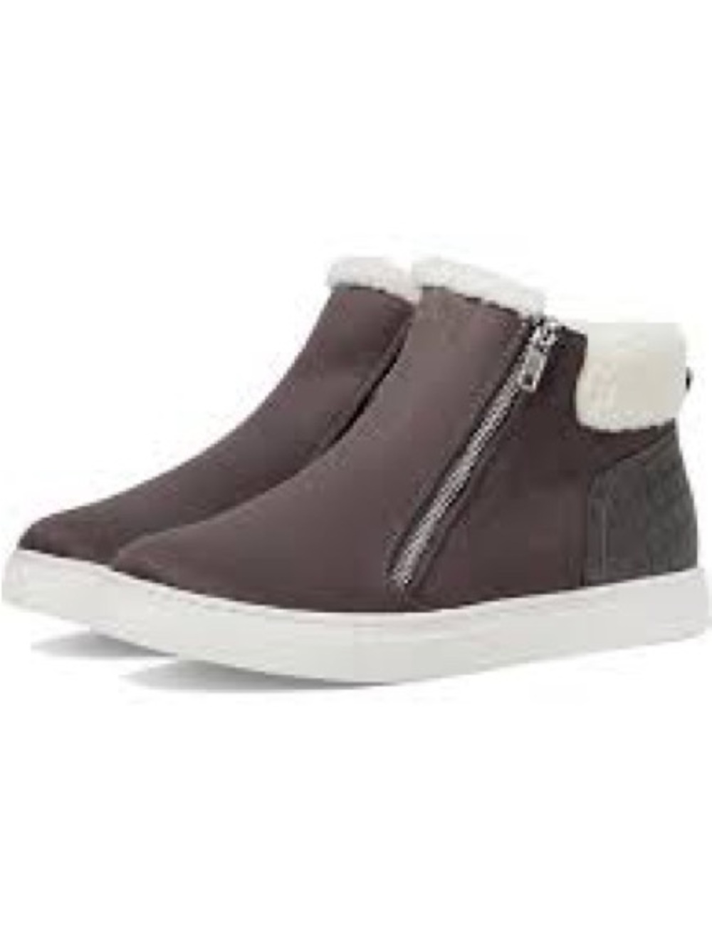 DV by Dolce Vita Womens Gray side-zip Faux-Shearling Booties